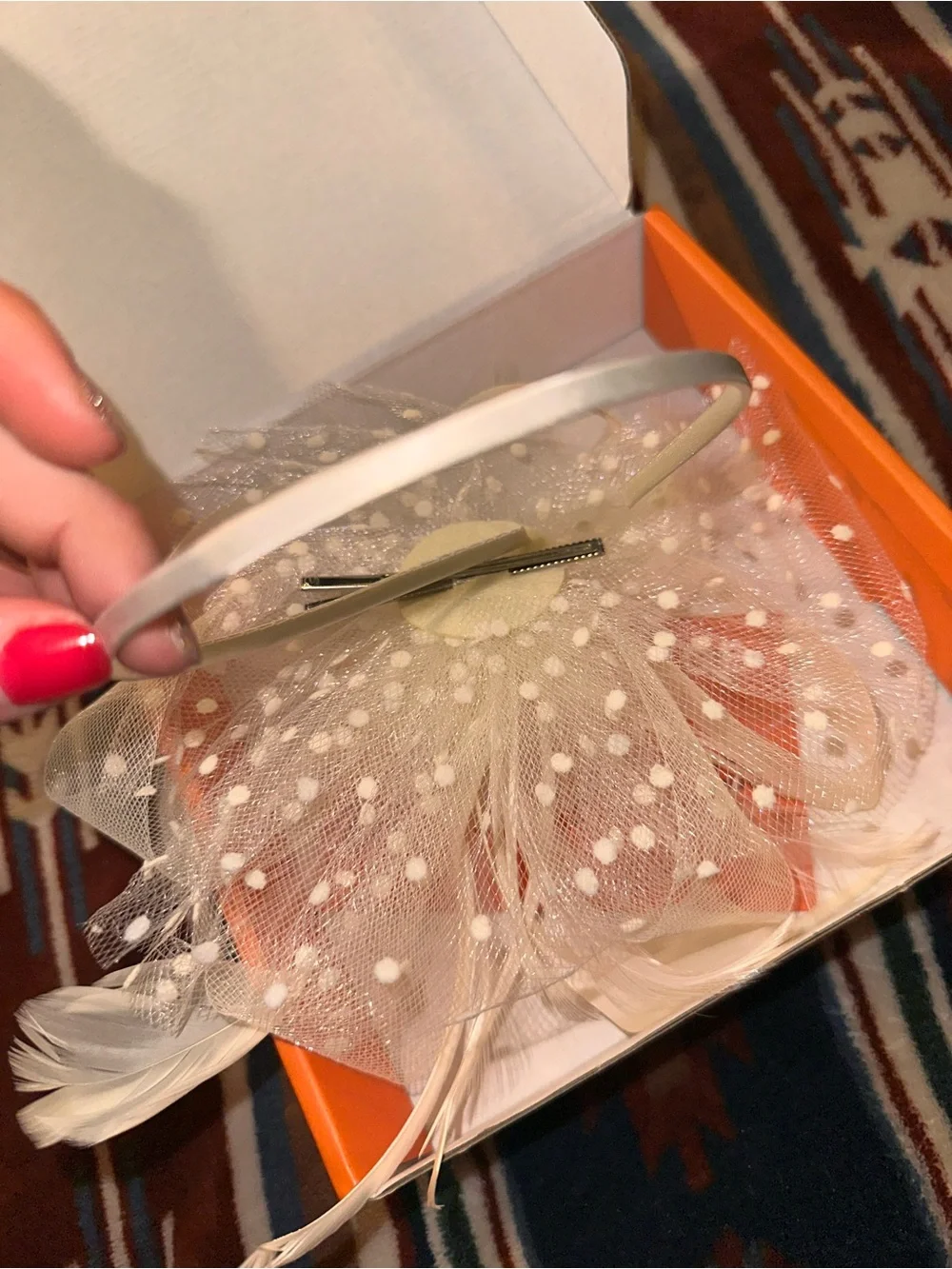 Cream Pearl Feather Fascinator Headpiece